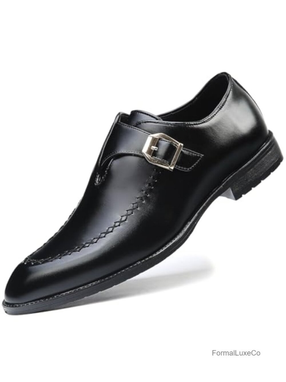 Men's Leather Monk Strap Dress Shoes Slip-On Formal Oxfords
